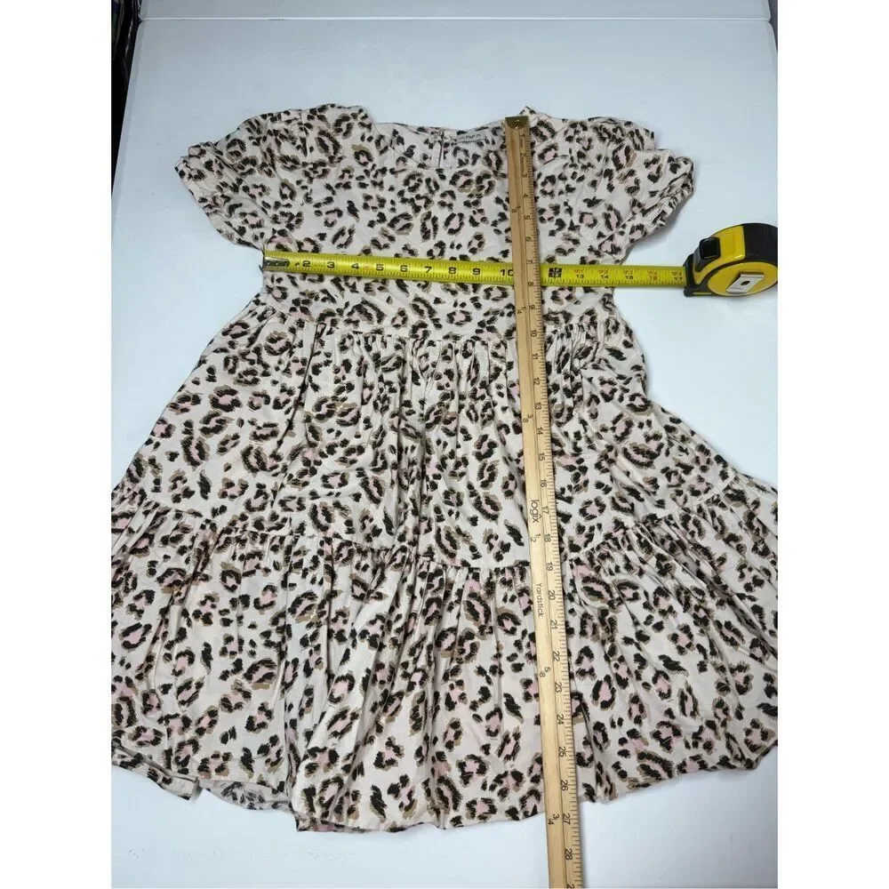F&F Girls Animal Print Cotton Layred Dress Size 10-11Y